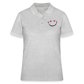 lachendes Gesicht - Frauen Polo Shirt - Grau meliert - Vorne - Ailine (174cm)