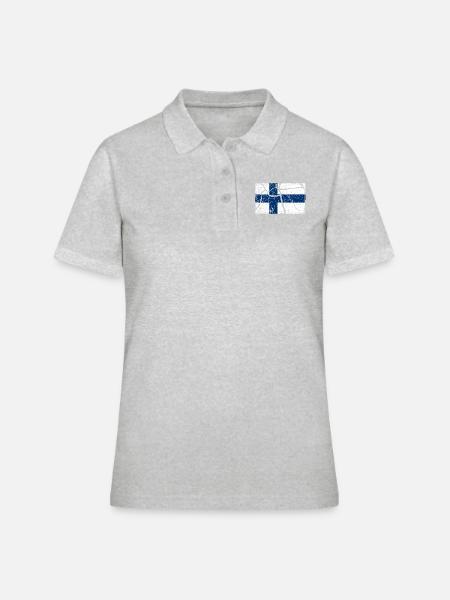 Flagge Finnland - Frauen Polo Shirt - Grau meliert