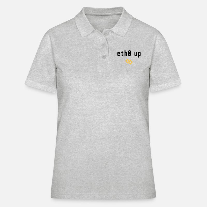 ETH0 UP - LINK CONNECTED - LINUX SHELL - Polo Femme - gris chiné