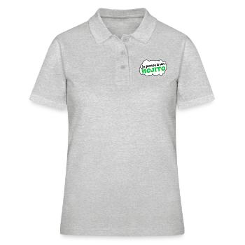 Je pense à un mojito (bulle) - Polo Femme - gris chiné - Devant - Ailine (174cm)