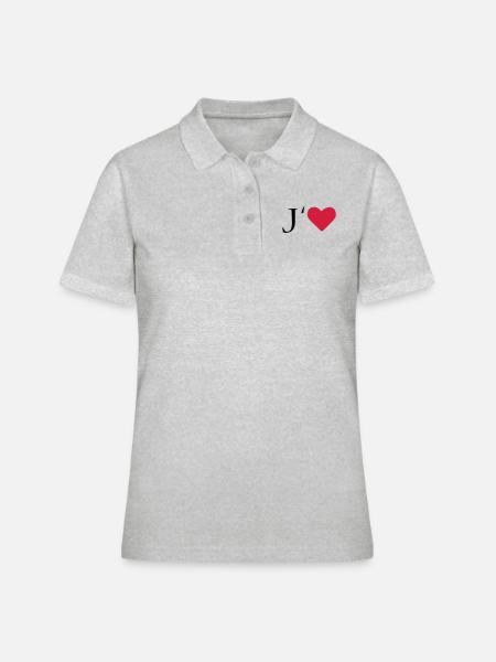 I love - Polo Femme - gris chiné