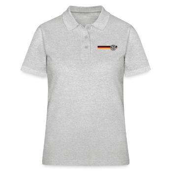 logo Football sur Deutschandfahne - Polo Femme - gris chiné - Devant - Ailine (174cm)