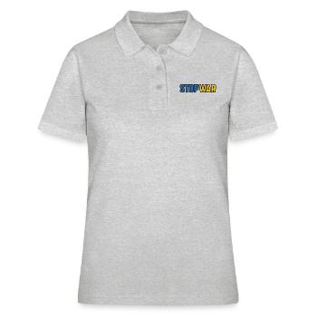 Stop War - Polo Femme - gris chiné - Devant - Ailine (174cm)