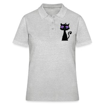 Chat psychédélique - Polo Femme - gris chiné - Devant - Ailine (174cm)