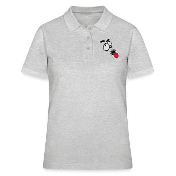 Komisches Comic Gesicht Cool Zunge Rausstrecken - Frauen Polo Shirt - Grau meliert - Vorne - Ailine (174cm)
