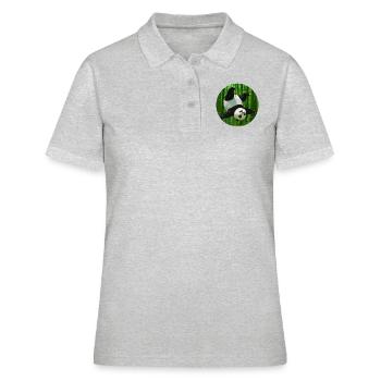 Panda macht einen Salto - Frauen Polo Shirt - Grau meliert - Vorne - Ailine (174cm)
