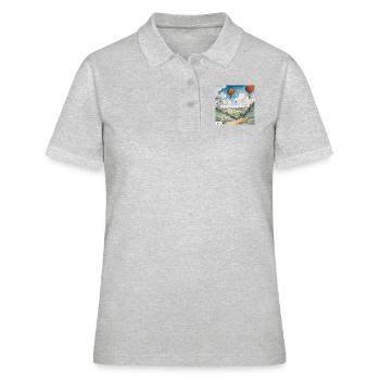 Joyeux dessin animé vintage d’été - Polo Femme - gris chiné - Devant - Ailine (174cm)