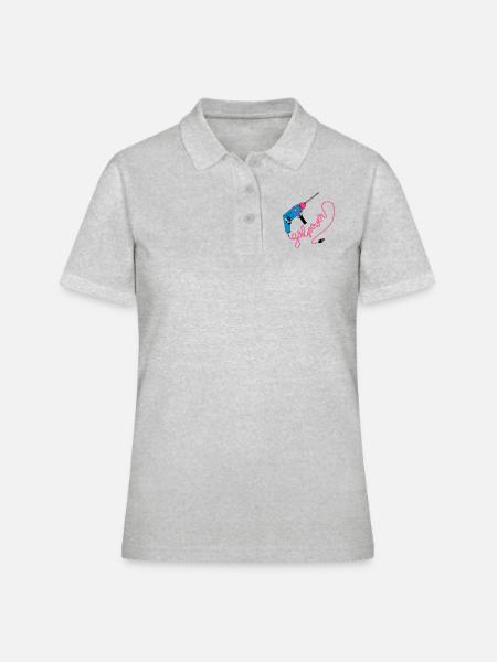 Girlpower - Frauen Polo Shirt - Grau meliert