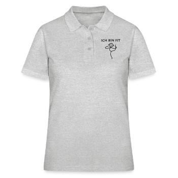 Strichmännchen - Ich bin fit - Frauen Polo Shirt - Grau meliert - Vorne - Ailine (174cm)
