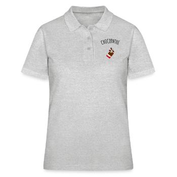 Chocopathe, humour gourmand chocolat - Polo Femme - gris chiné - Devant - Ailine (174cm)