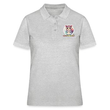 Werte mit Tieren: Lebensfreude - Frauen Polo Shirt - Grau meliert - Vorne - Ailine (174cm)