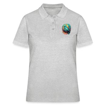 Blauer süßer gezeichneter Vogel - Frauen Polo Shirt - Grau meliert - Vorne - Ailine (174cm)