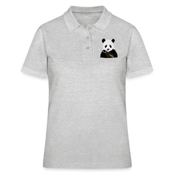 Panda eating stick - Women's Polo Shirt - heather grey - Front - Ailine (174cm)