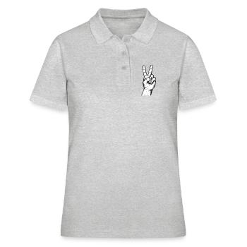 Victory Handzeichen auf weiß – Illustration - Frauen Polo Shirt - Grau meliert - Vorne - Ailine (174cm)