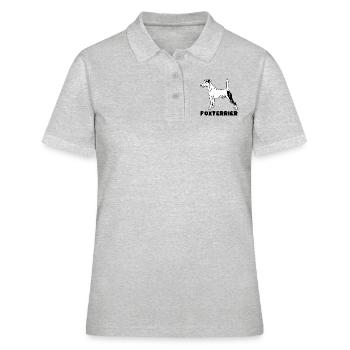 Fox Terrier debout avec du texte - Polo Femme - gris chiné - Devant - Ailine (174cm)