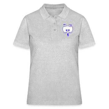 visage fou heureux dessin animé visage heureux dessin animé - Polo Femme - gris chiné - Devant - Ailine (174cm)