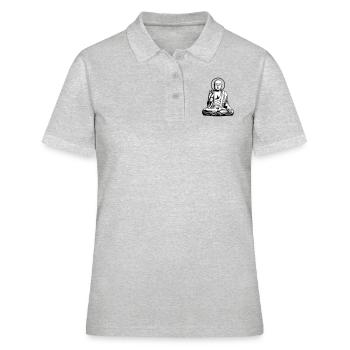 Young Buddha No.1_2c - Frauen Polo Shirt - Grau meliert - Vorne - Ailine (174cm)