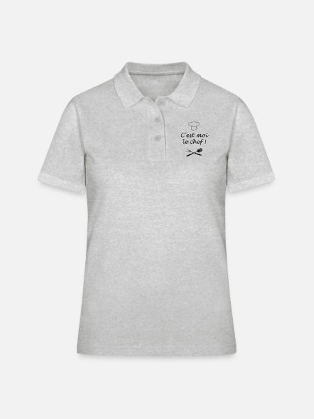 chef barbecue cuisinier - Polo Femme - gris chiné