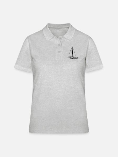 Yacht - Segelboot - Frauen Polo Shirt - Grau meliert