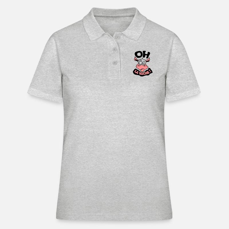 oh la vache expression citation exclamat - Polo Femme - gris chiné