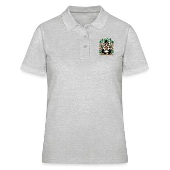 Glücksschwein Silvester Neujahr - Frauen Polo Shirt - Grau meliert - Vorne - Ailine (174cm)