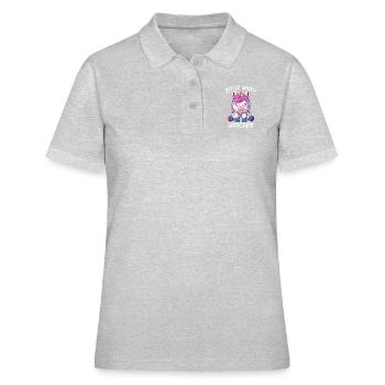 Licorne en colère amère - Polo Femme - gris chiné - Devant - Ailine (174cm)