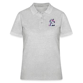 Launisches Einhorn - Frauen Polo Shirt - Grau meliert - Vorne - Ailine (174cm)