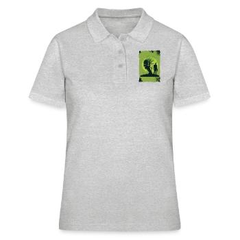 Zombie Illustration Minimalistisches Design - Frauen Polo Shirt - Grau meliert - Vorne - Ailine (174cm)