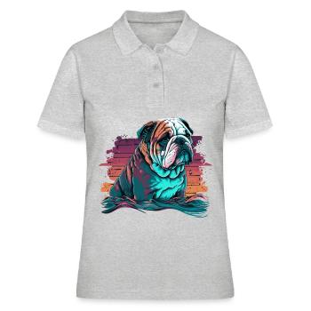 Bulldog Jour malheureux - Polo Femme - gris chiné - Devant - Ailine (174cm)