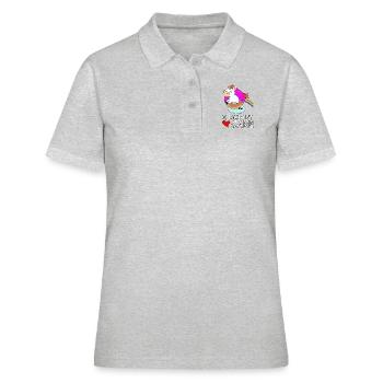 I donut care einhorn regenbogen niedlich süß Herz - Frauen Polo Shirt - Grau meliert - Vorne - Ailine (174cm)