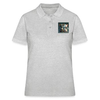 Cartoon Kitten mit Herz - Frauen Polo Shirt - Grau meliert - Vorne - Ailine (174cm)