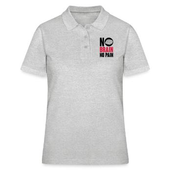 No brain no pain - Frauen Polo Shirt - Grau meliert - Vorne - Ailine (174cm)