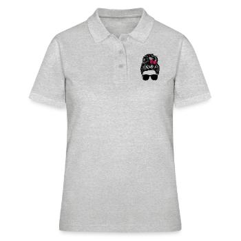 Girl Messy Bun with Bow - Frauen Polo Shirt - Grau meliert - Vorne - Ailine (174cm)