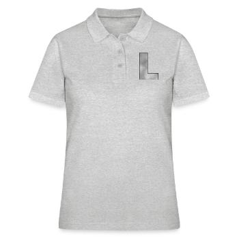 Lettre L Argent - Polo Femme - gris chiné - Devant - Ailine (174cm)