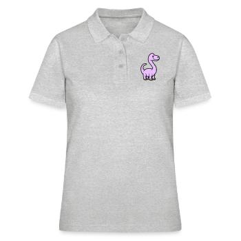 Dinosaurier Brontosaurus Comic - Frauen Polo Shirt - Grau meliert - Vorne - Ailine (174cm)