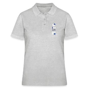 Ein Vierteldollar besteht zu 25 % aus blauen Quadrantenkreis-Geometrien - Frauen Polo Shirt - Grau meliert - Vorne - Ailine (174cm)