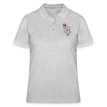 Verliebter Roboter mit Herz - Frauen Polo Shirt - Grau meliert - Vorne - Ailine (174cm)