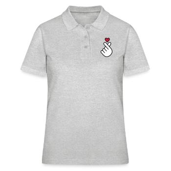 Coeur K-pop, symbole de la musique pop Corée K, doigt, main - Polo Femme - gris chiné - Devant - Ailine (174cm)