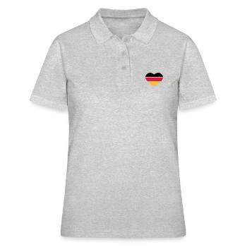 Herz 3 couleurs - Noir Rouge Or - France - Polo Femme - gris chiné - Devant - Ailine (174cm)