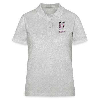 Riot now, Molly und ihr Freund mit Totenkopf Motiv - Frauen Polo Shirt - Grau meliert - Vorne - Ailine (174cm)