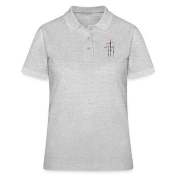 3 croix design pattern scratch cool symbole vieux - Polo Femme - gris chiné - Devant - Ailine (174cm)