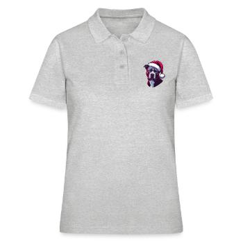 Pitbull Wearing Santa Claus Hat - Women's Polo Shirt - heather grey - Front - Ailine (174cm)