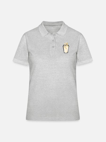 Milkshake avec dragon - Polo Femme - gris chiné