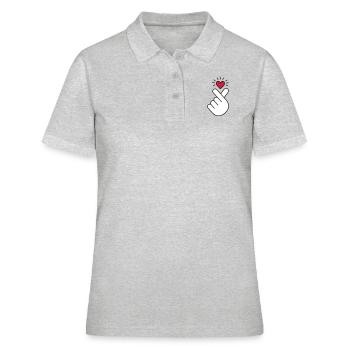Coeur K-pop, symbole de la musique pop Corée K, doigt, main - Polo Femme - gris chiné - Devant - Ailine (174cm)