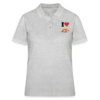 I LOVE Krapfen - Donuts Berlin Carnival - Polo Femme - gris chiné - Devant - Ailine (174cm)