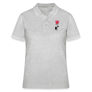 rose fleur - Polo Femme - gris chiné - Devant - Ailine (174cm)