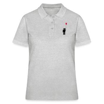 Roboterluftballon Hinten - Frauen Polo Shirt - Grau meliert - Vorne - Ailine (174cm)