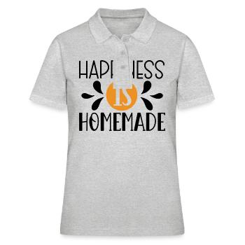 Design Happiness is homemade - Polo Femme - gris chiné - Devant - Ailine (174cm)