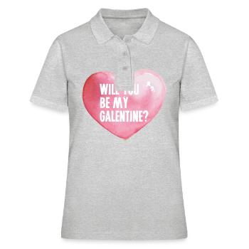 Galentines Shirt / Will You be my Galentine - Frauen Polo Shirt - Grau meliert - Vorne - Ailine (174cm)
