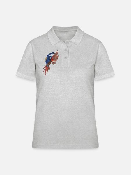 Ara volant perroquet Ara - Polo Femme - gris chiné